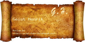 Geist Henrik névjegykártya